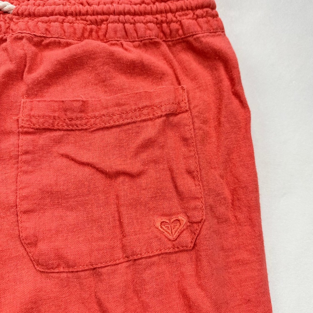 Roxy Oceanside Coral Pink Linen Blend Wide Leg Drawstring Beach Pants Womens M - Picture 2 of 16